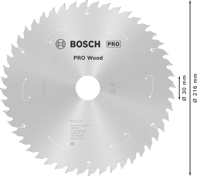 PRO WOOD - Cirkelzaagblad - cordless cirkelzaagblad, 216 x 1,7 x 30 mm, T48 von Bosch Professional – Produktbild