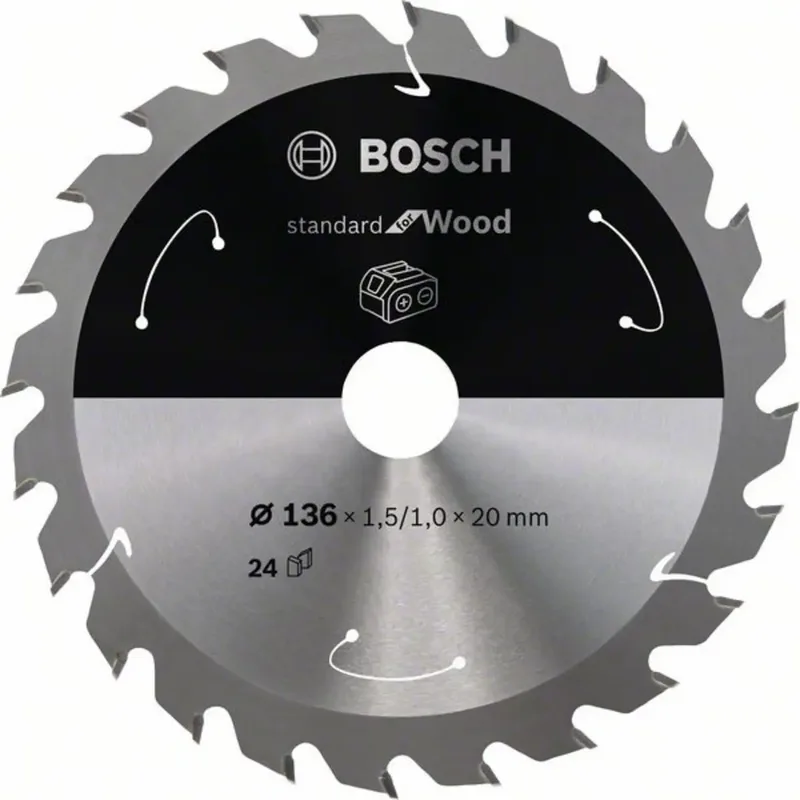 PRO Wood cordless 2608837668 Hartmetall Kreissägeblatt 136 x 20 mm Zähneanzahl: 24 1 St. de Bosch Professional – image du produit