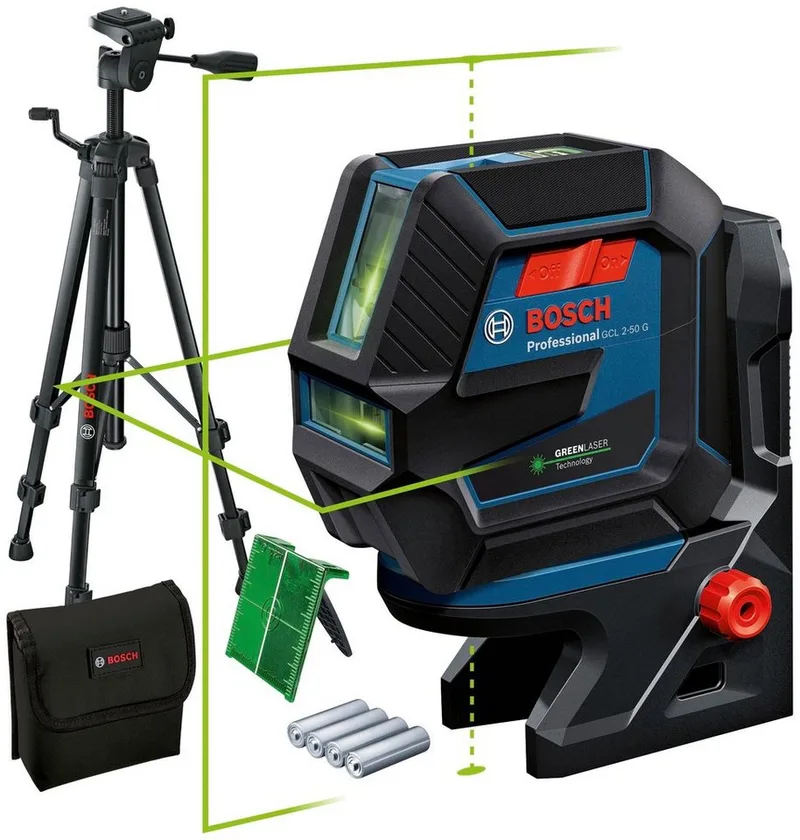 GCL 2-50 G & Tripod Laser en croix et à lignes avec trépied, avec sacoche Portée (max.): 15 m de Bosch Professional, Bleu, Noir – image du produit