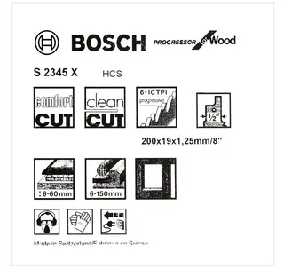Säbelsägeblatt 5 Säbelsägeblätter 200 mm Progressor for Wood S 2345 X / S2345X by Bosch Professional – product image 4 of 5