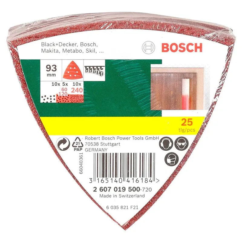 Bosch Accesorios Schleifblätter Für Delta-schleifer Körnung 60/120/240 25 Einheiten von Bosch Professional – Produktbild