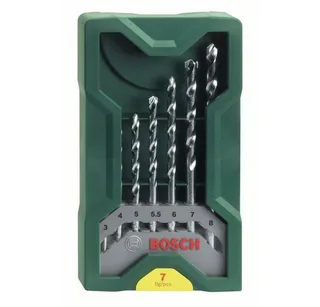 Spiralbohrer Mini-X-Line Steinbohrer-Set, 7-teilig, (7 Steinbohrer, Ø 3/4/5/5,5/6/7/8 mmVerpackung: Kunststoffdose mit Haftetikett mit EurolochAbmessung (lxbxh): 160 x 83 x 21Gewicht: 0,14 kg), Stein-Spiralbohrer-Set von Bosch Home & Garden – Produktbild 2 von 2