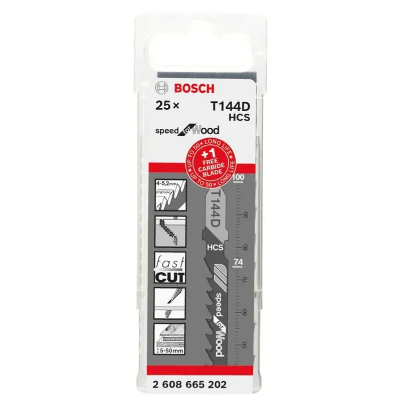 Stichsägeblatt-Set: T 144 D + 1 EXPERT Hardwood Fast T 144 DHM , 25-tlg. Bosch Accessories 2608665202 by Bosch Professional – product image 3 of 3