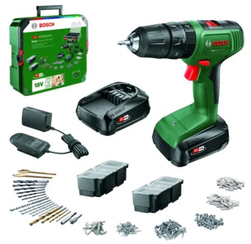 06039D810D Accu-klopboor/schroefmachine 18 V 1.5 Ah Li-ion Incl. 2 accu's, Incl. lader, Incl. kof by Bosch – product image 1 of 5