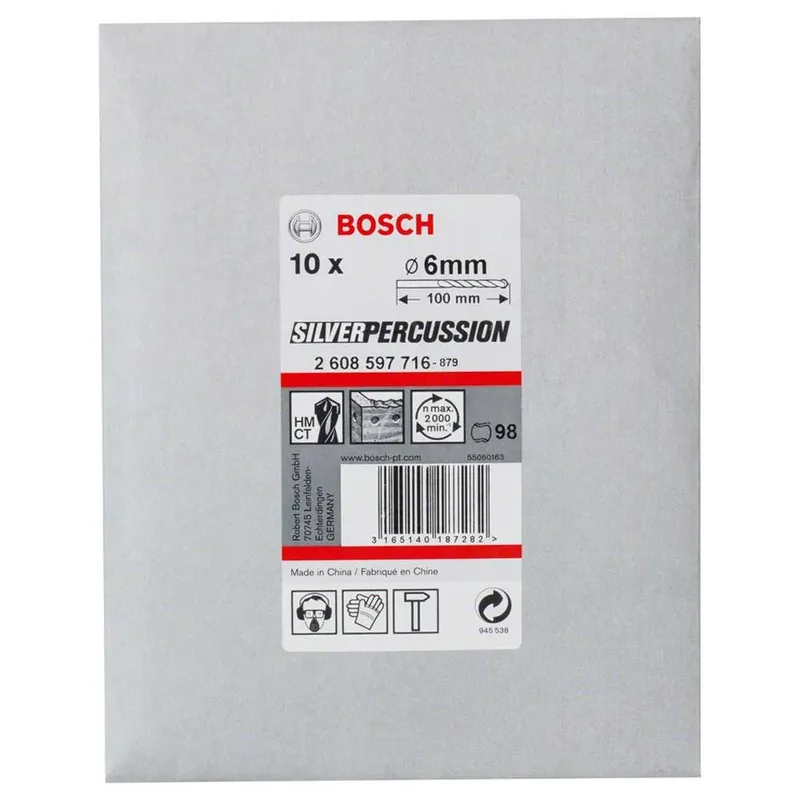 10x betonboor CYL-3 Zilver Percussie 6 x 60 x 100 mm Ø 5,5 ... by Bosch Professional – product image