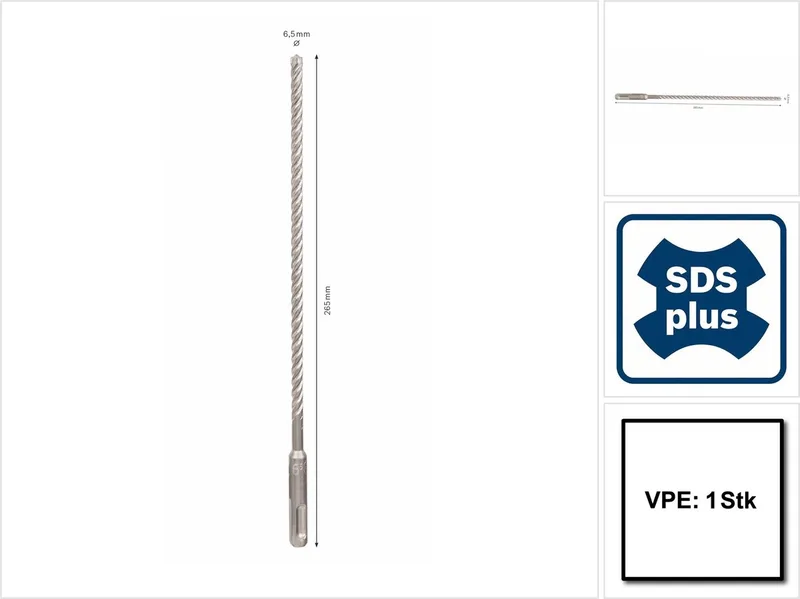 2608576125 SDS-Plus Hamerboor Plus 7x - 4-snijder - 6,5 x 200 x 265mm - Carbide de Bosch Professional – image du produit