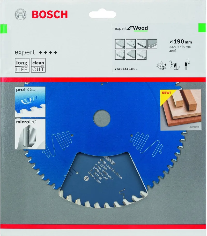 2608644049 Cirkelzaagblad Expert voor hout 190x30 - 48 tanden von Bosch Professional – Produktbild