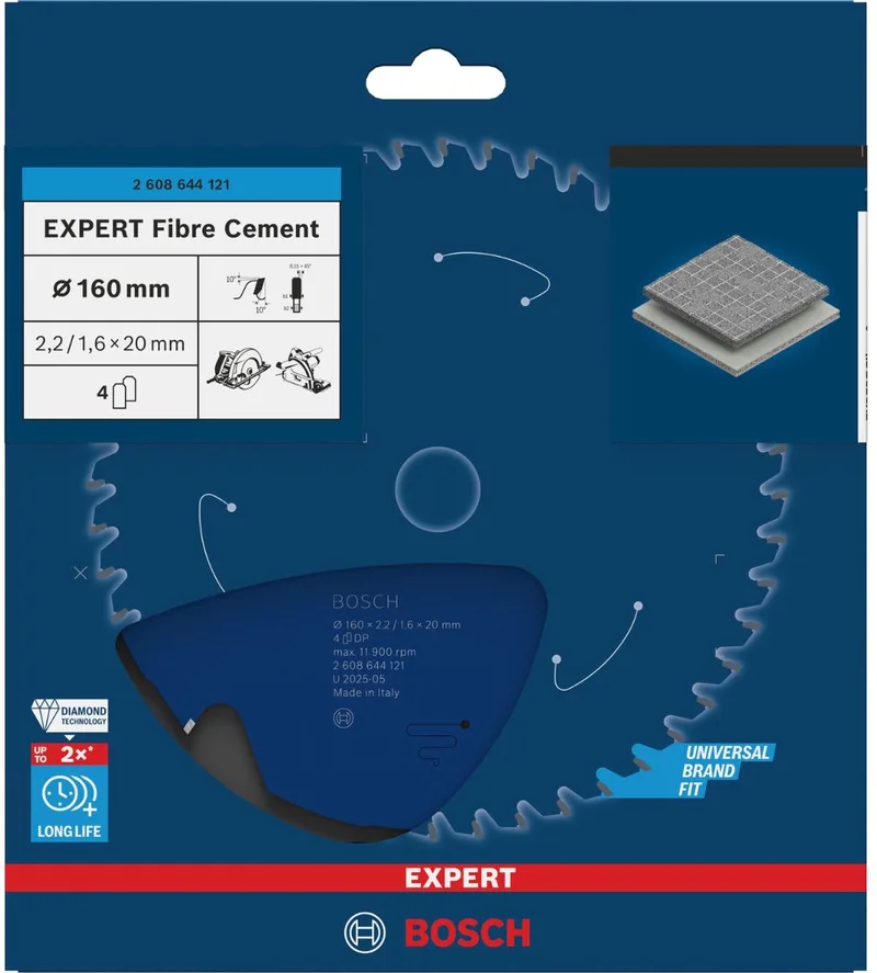 2608644121 Cirkelzaagblad Expert Fiber Cement vezelbeton 160x20 - 4 tanden by Bosch Professional – product image