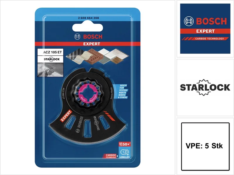Accessories 2608664207 EXPERT MultiMaterial Carbide Segmentzaagblad 5-delig 5 stuk(s) by Bosch Professional – product image