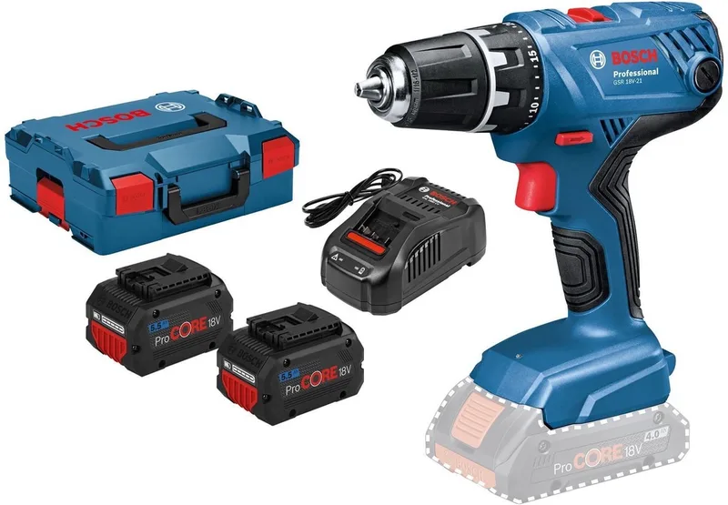 accuboormachine GSR 18V-21 / 2x 5,5 Ah ProCORE18V accu + la... by Bosch Professional – product image