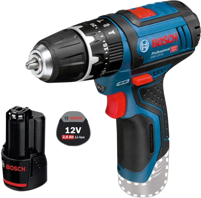 accuklopboormachine GSB 12V-15 / 1x 2,0 Ah accu by Bosch Professional – product image