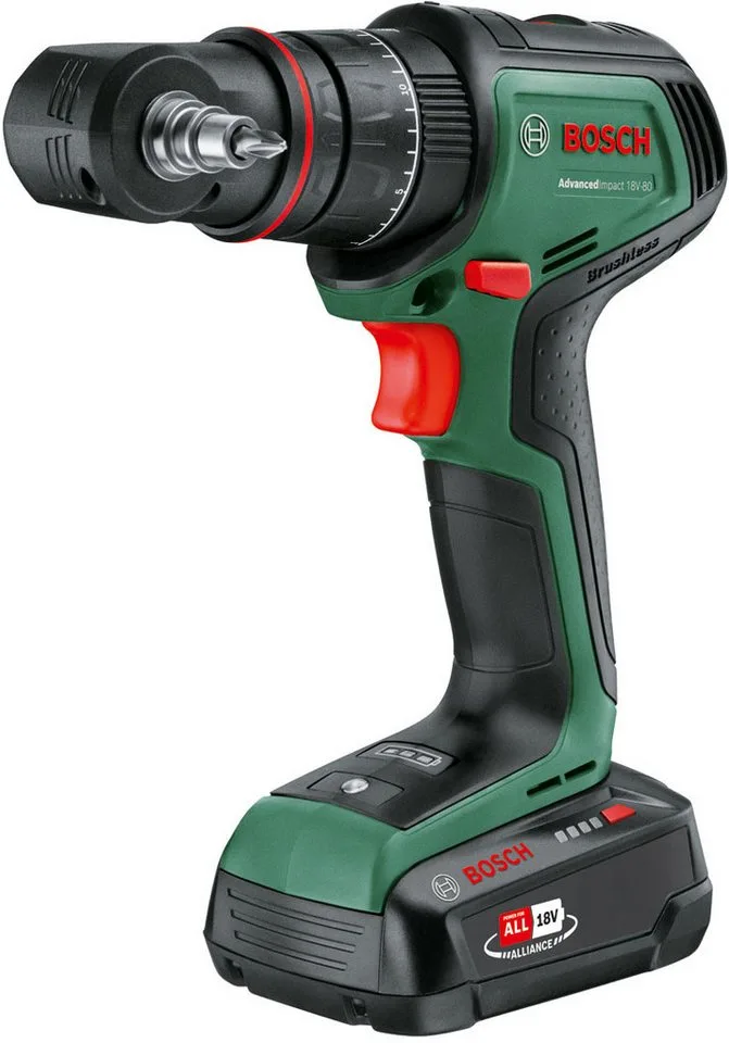 AdvancedImpact 18V-80 QuickSnap - Accuklopboorschroevendraaier - Inclusief Magnetische schroefhouder, excenteropzetstuk, haakse opzetstuk, 13 mm boorhouder, schroefbit - 2x 18V Li-Ion (2.5 Ah) accu, 45-min lader by Bosch Home & Garden – product image 3 of 5