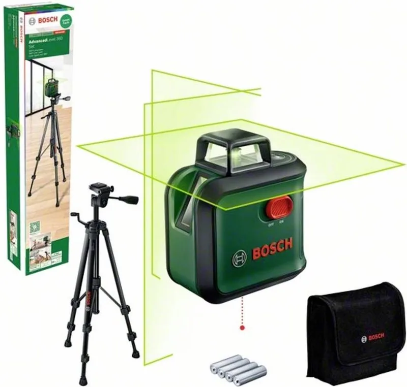 AdvancedLevel 360 Set - 360° Kruislijnlaser - Inclusief Statief - Opbergetui - Batterijen van Bosch – productafbeelding 1 van 4