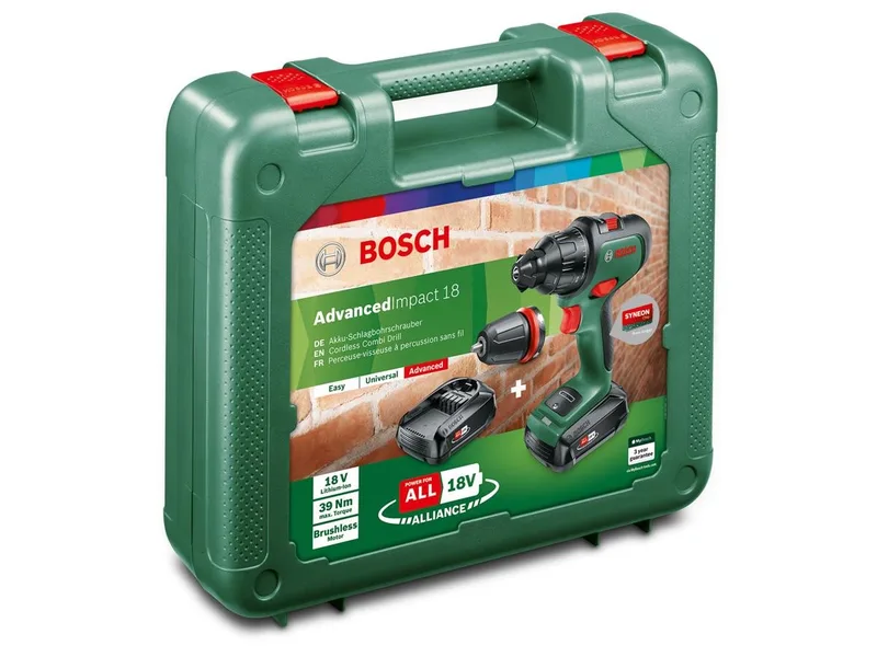 Akku-Bohrhammer AdvancedImpact 18, 18 V, max. 1350 U/min, (Set, 7-tlg., 1x Ladegerät AL 1820 CV, 2x Akkupacks PBA 18 V 1,5 Ah W-A), inkl. 2 Akkus und Ladegerät by Bosch Home & Garden, Green – product image 2 of 4