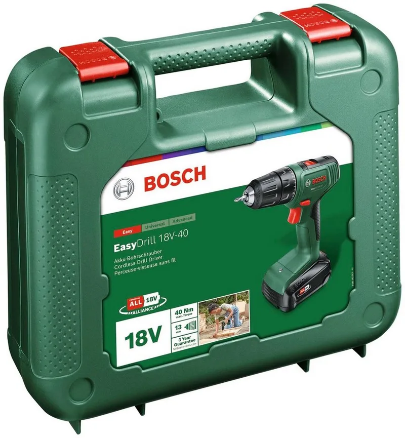 Diy Easydrill 18v-40 1x2.0ah Elektrische Schroevendraaier van Bosch, Groen – productafbeelding 4 van 5