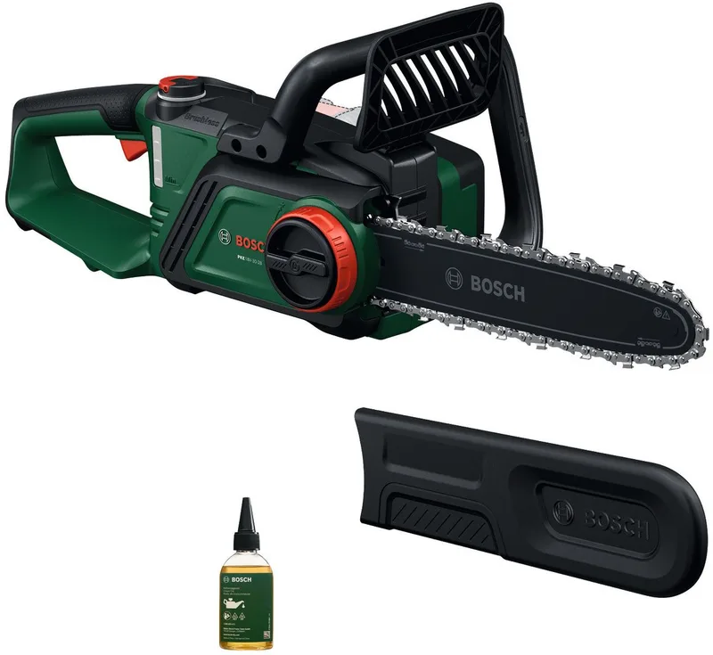 Akku-Kettensäge PKE18V-30-28 SOLO, 30 cm Schwertlänge, ohne Akku und Ladegerät, für schnelles und einfaches Schneiden von großen Ästen und Stämmen van Bosch – productafbeelding 1 van 5