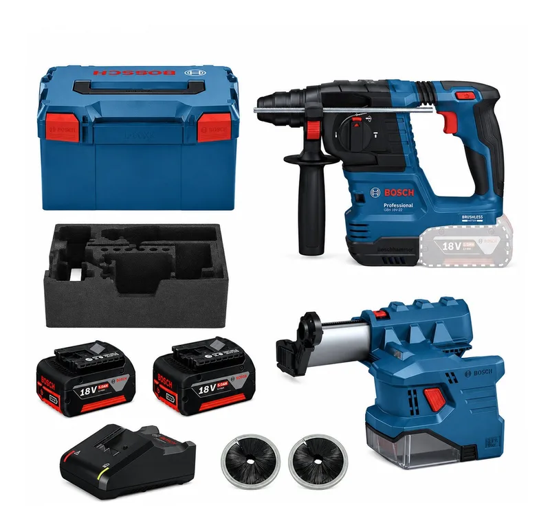 Akku-Kombibohrhammer GBH 18V-22, 18 V, max. 1050 U/min, Bohrhammer mit SDS plus & GDE 18V-12 & 2 x 4 Ah Akku - in L-BOXX 238 van Bosch – productafbeelding 1 van 5