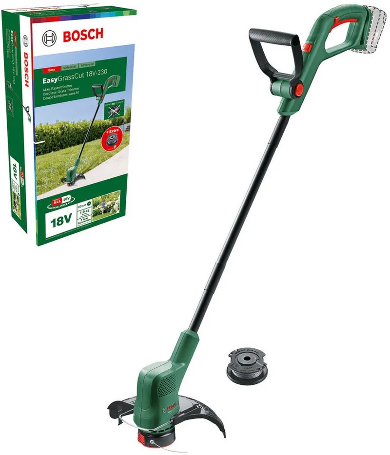 Akku-Rasentrimmer Easy GrassCut 18 V-230 Solo, 23 cm Arbeitsbreite Faden, inkl. Ersatzfadenspule, ohne Akku und Ladegerät de Bosch Home & Garden, Vert – image du produit 1 sur 4