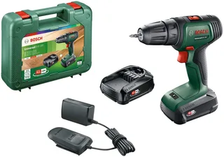 Akku-Schrauber Universaldrill 18V, 1450 U/min, 40 Nm, mit 2 Akkus und Ladegerät von Bosch Home & Garden, Grün – Produktbild 1 von 5