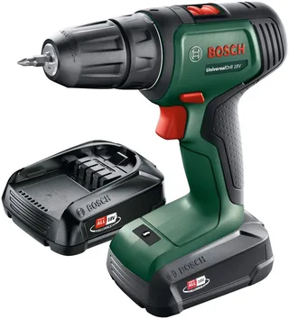 Akku-Schrauber Universaldrill 18V, 1450 U/min, 40 Nm, mit 2 Akkus und Ladegerät von Bosch Home & Garden, Grün – Produktbild 3 von 5