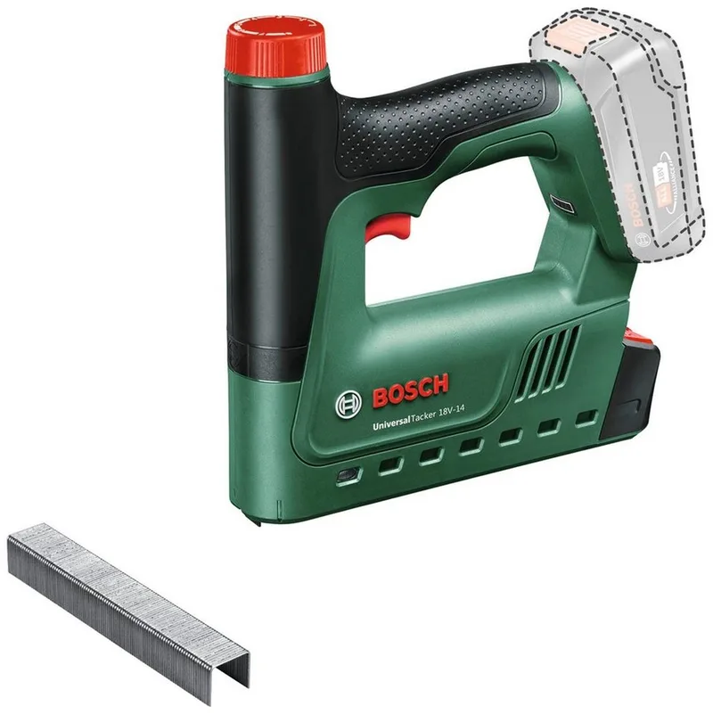Diy Universaltacker 18v-14 Baretool Elektrische Tacker Zonder Batterij van Bosch, Groen – productafbeelding 3 van 5