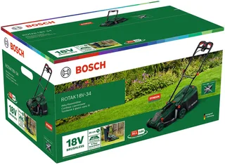 Akkurasenmäher ROTAK18V-34, 34 cm Schnittbreite, (inkl. Akku und Ladegerät), Kraftvoller 3-in-1-Mäher für kleine bis mittelgroße Rasenflächen fra Bosch Home & Garden – produktbillede 4 af 5