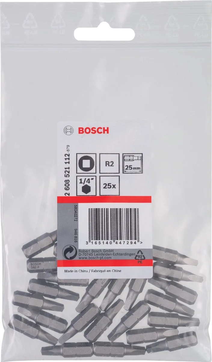 "BIT 4-KANT 2 XH 1/4"" 25MM (25)" van Bosch – productafbeelding