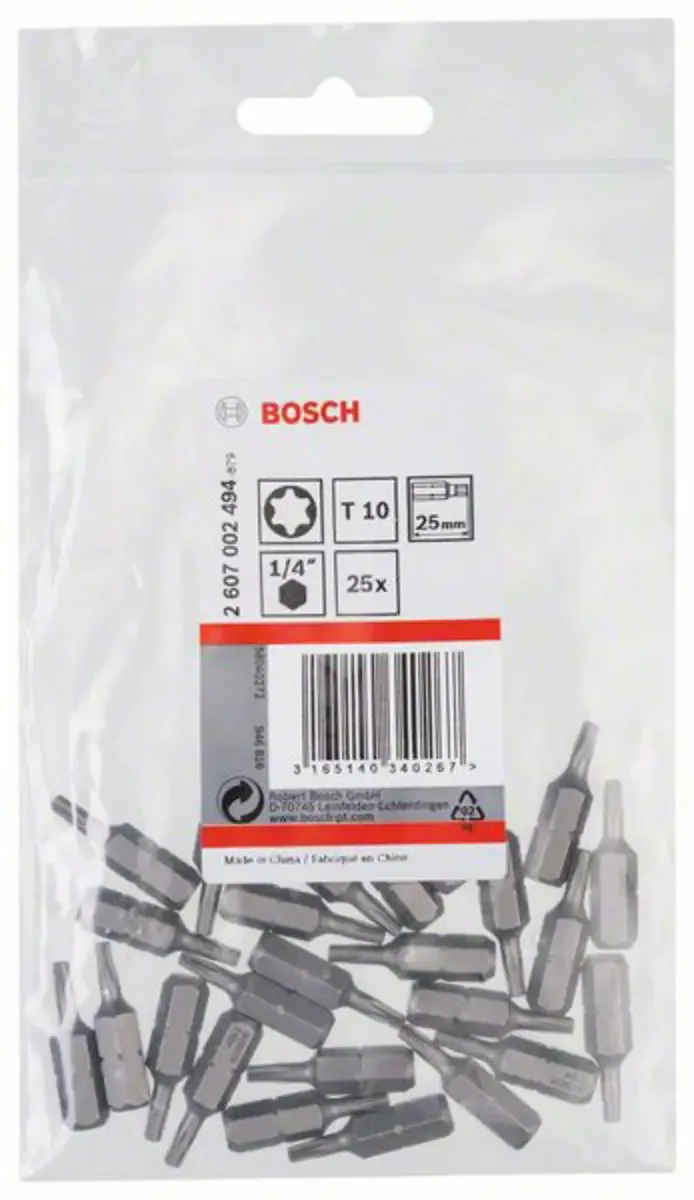 Bit extra-hard T10 - 25 mm - 25 stuks by Bosch – product image 2 of 2