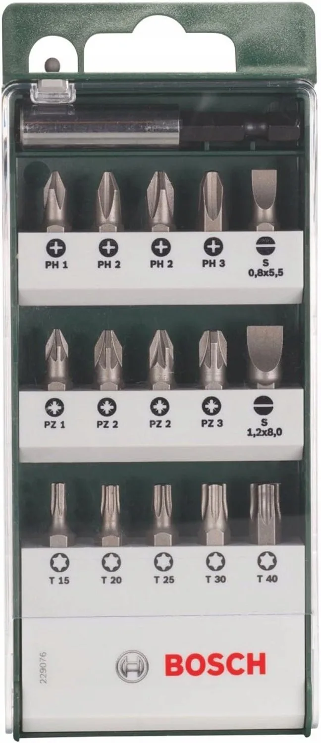 Bitset 16 Delen PH PZ Torx 25mm met Magnetische Houder von Bosch Professional – Produktbild