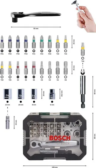 Bohrer- und Bitset Schrauberbit- und Ratschen-Set 26tlg - 2607017322 by Bosch Professional – product image 4 of 5