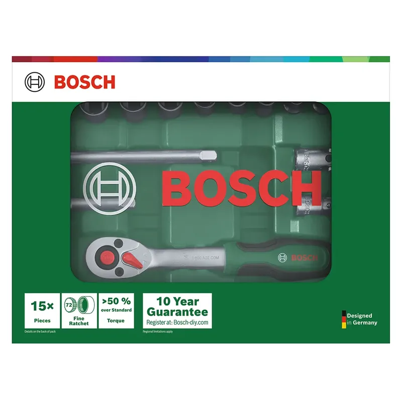 Jeu De Douilles Et Jeu D´outils à Cliquet 1/4´´ 15 Pièces de Bosch Home & Garden – image du produit 4 sur 4