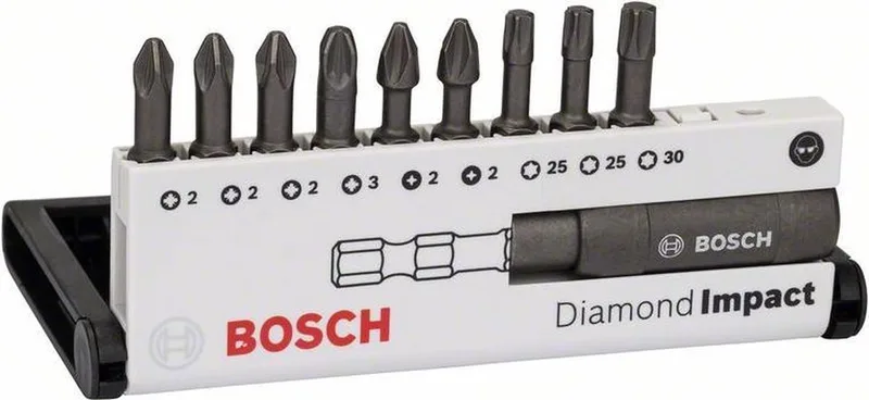 Bosch - 10-delige schroefbitset Diamond Impact (gemengd) Diamond Impact, 10-delige set, 25 mm, PH/PZ/T by Bosch Professional – product image