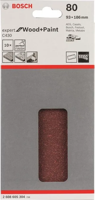 Bosch Accesorios C 430 Trä+lack Korn 80 93x186 Mm 10 Enheter von Bosch Professional – Produktbild 1 von 2
