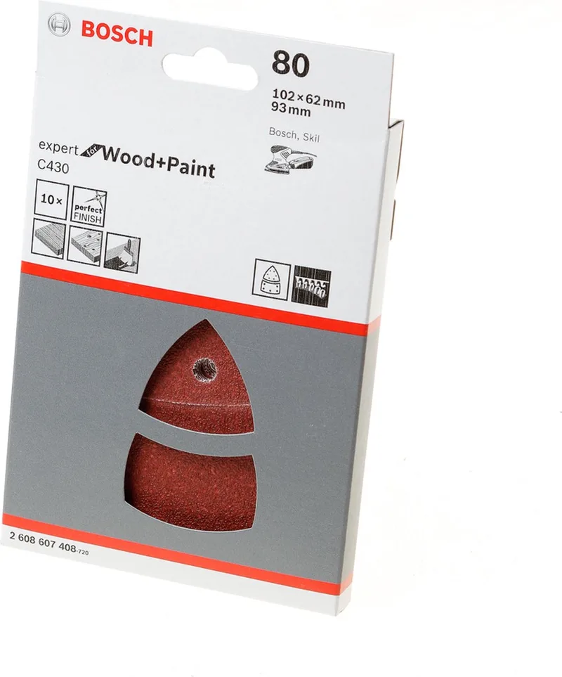 Bosch - 10-delige schuurbladset 102 x 62, 93 mm, 80 by Bosch Professional – product image 1 of 2