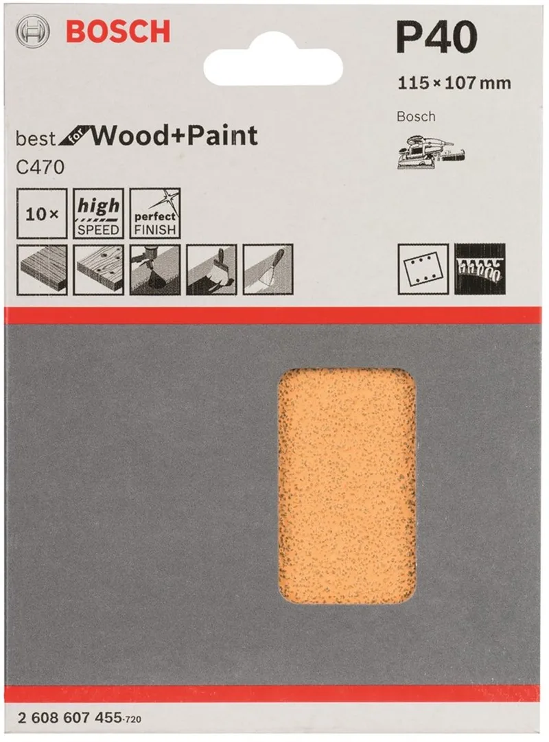 Bosch - 10-delige schuurbladset 115 x 107 mm, 40 de Bosch Professional – image du produit