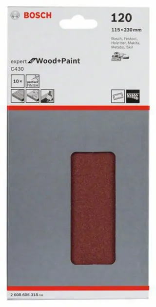 Bosch 10-delige schuurbladset 115 x 230 mm - 120 by Bosch Professional – product image 2 of 2
