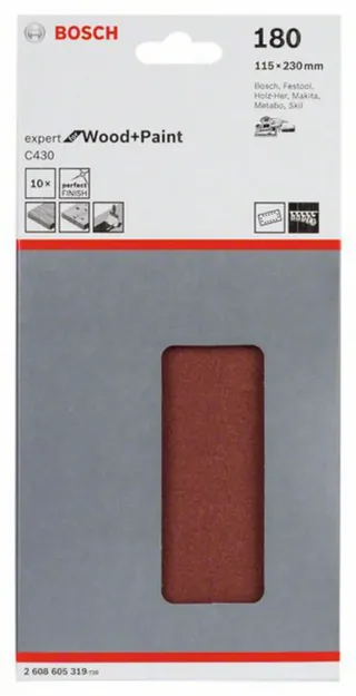 Bosch - 10-delige schuurbladset 115 x 230 mm, 180 by Bosch Professional – product image 2 of 2