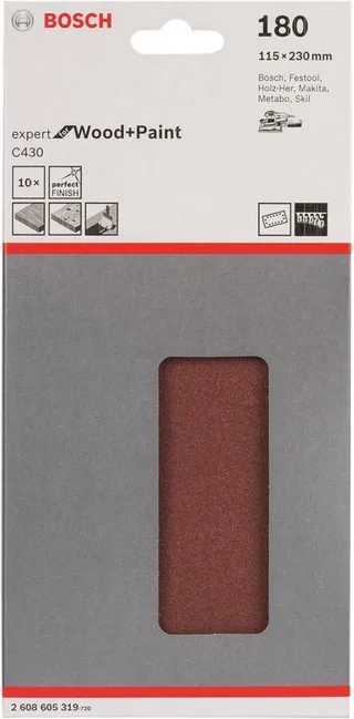 Bosch - 10-delige schuurbladset 115 x 230 mm, 180 by Bosch Professional – product image 1 of 2