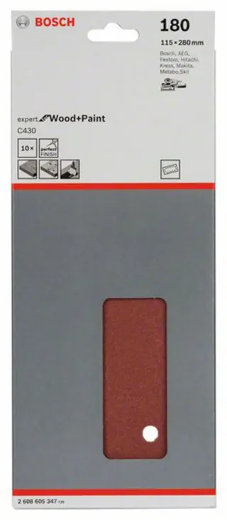 Bosch 10-delige schuurbladset - 115 x 280 mm - korrel 180 de Bosch Professional – image du produit 2 sur 2