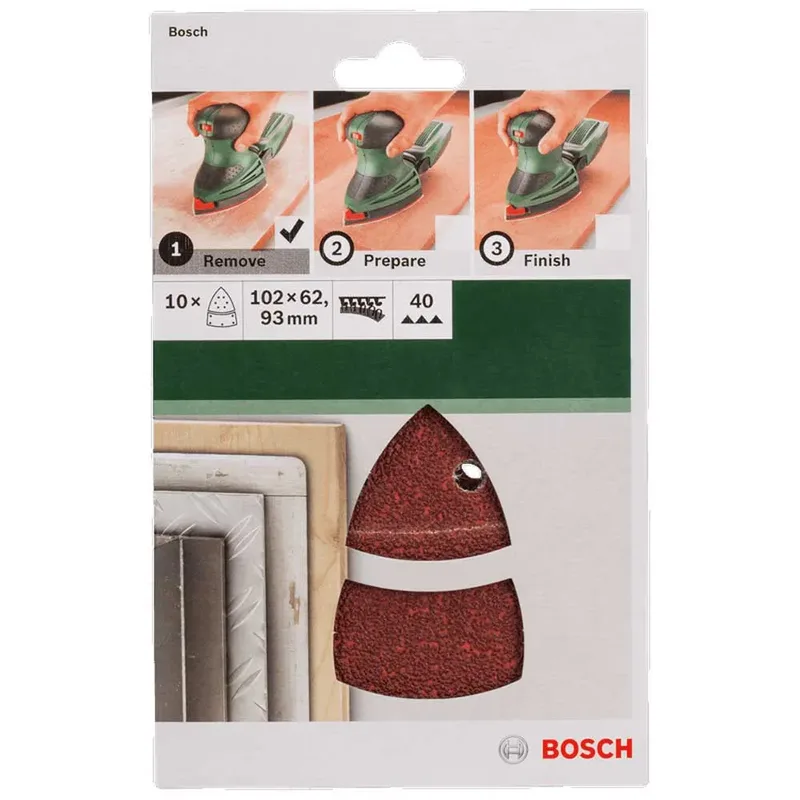 Bosch 10-delige schuurbladset voor multischuurmachines 102x62 mm - korrel 40 by Bosch Professional – product image 2 of 2
