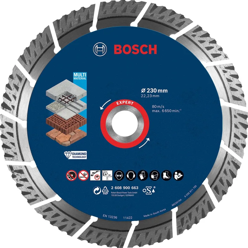 Bosch 230 x 22,23 x 2,4 x 15 mm MultiMaterial diamantdoorslijpschijf - Professional EXPERT - 2608900663 by Bosch Professional – product image 1 of 4