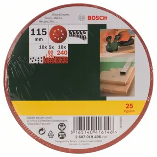 Bosch 25-delige schuurbladenset voor excenterschuurmachines 115 mm - korrel 80; 120; 240 de Bosch Professional – image du produit 2 sur 2