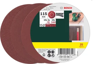 Bosch 25-delige schuurbladenset voor excenterschuurmachines 115 mm - korrel 80; 120; 240 de Bosch Professional – image du produit 1 sur 2