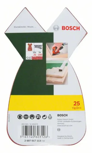 Bosch 25-delige schuurbladenset voor multischuurmachines - korrel 80; 120; 180 de Bosch Professional – image du produit 2 sur 2