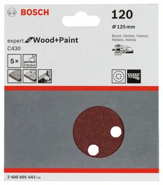 Bosch - 5-delige schuurbladenset 125 mm, 120 de Bosch Professional – image du produit 2 sur 2