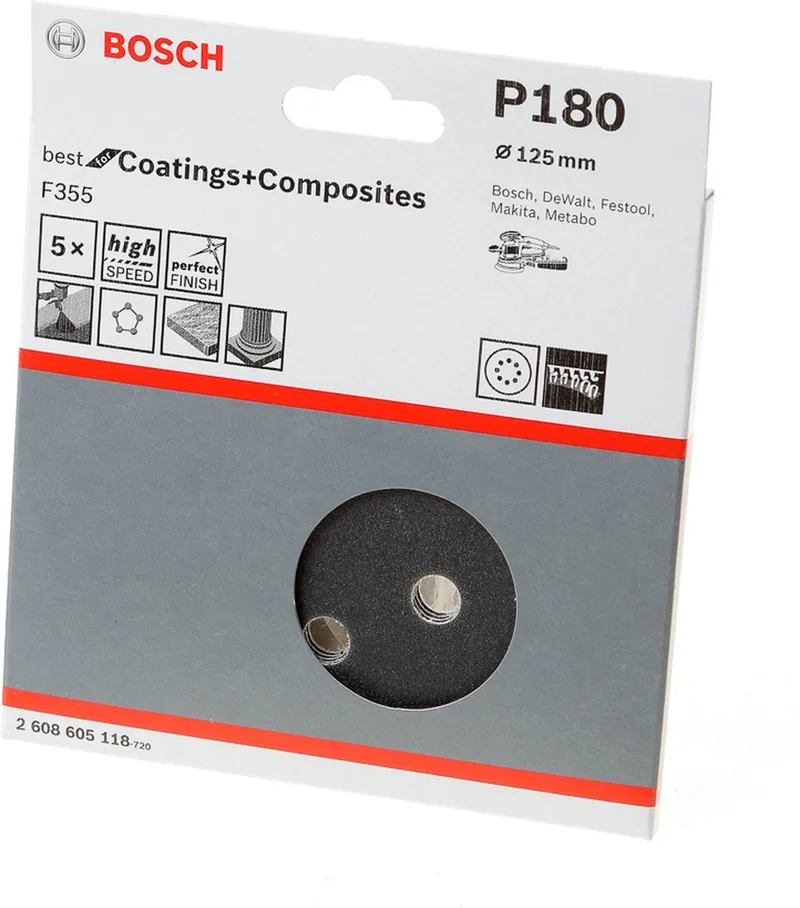 Bosch - 5-delige schuurbladenset 125 mm, 180 by Bosch Professional – product image 1 of 2