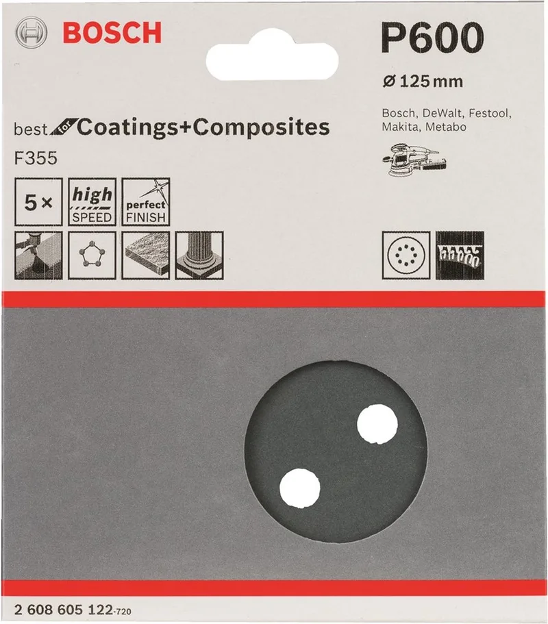 Bosch - 5-delige schuurbladenset 125 mm, 600 by Bosch Professional – product image 1 of 2