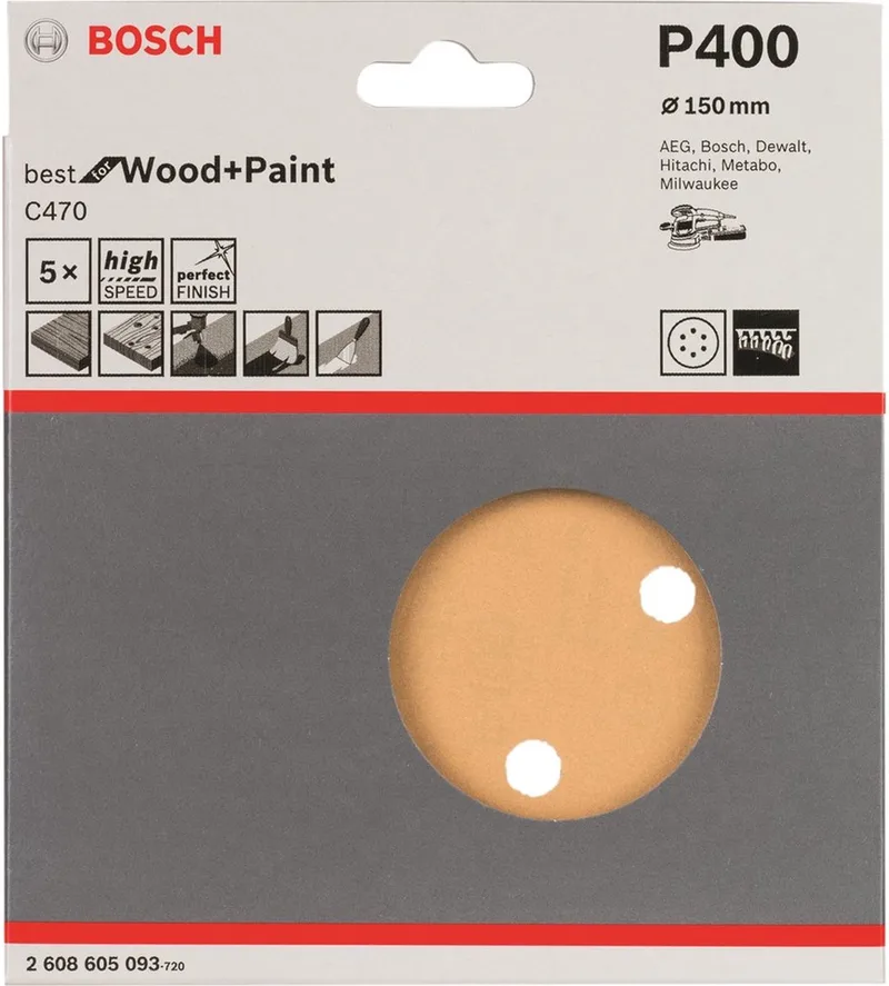 Bosch - 5-delige schuurbladenset 150 mm, 400 by Bosch Professional – product image