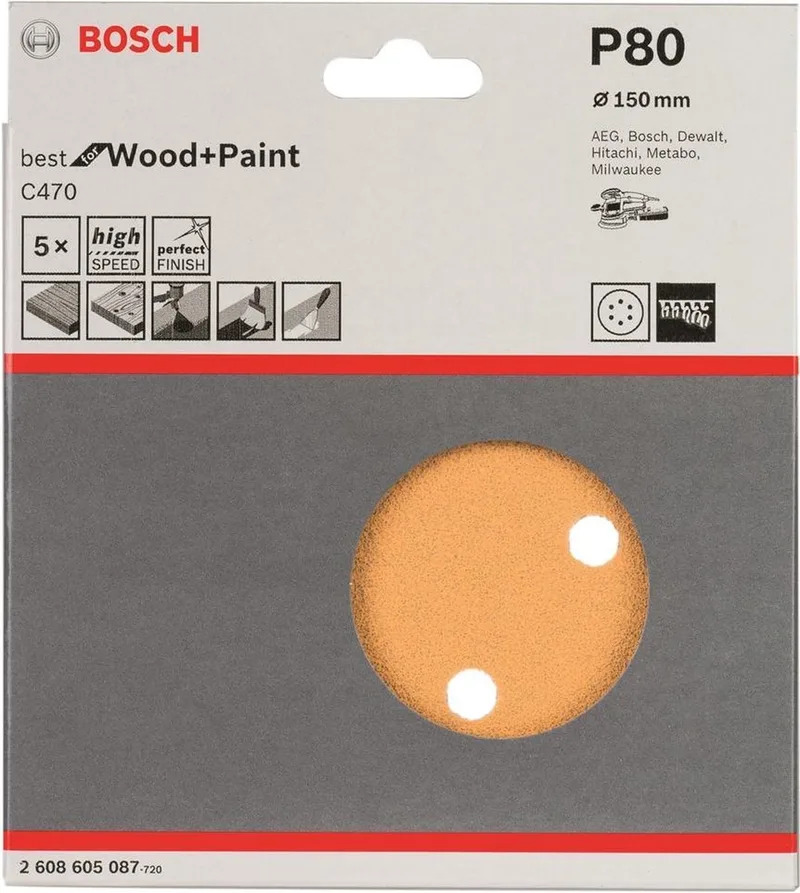 Bosch - 5-delige schuurbladenset 150 mm, 80 by Bosch – product image