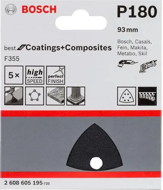 Bosch - 5-delige schuurbladenset 93 mm, 180 de Bosch Professional – image du produit 1 sur 2